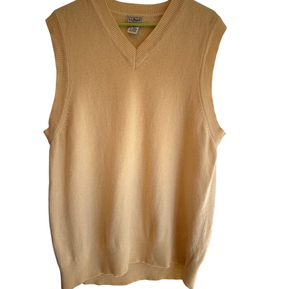 Retro L.L. Bean Pale Yellow Sweater Vest Wool & Cashmere Blend XL Tall Academia